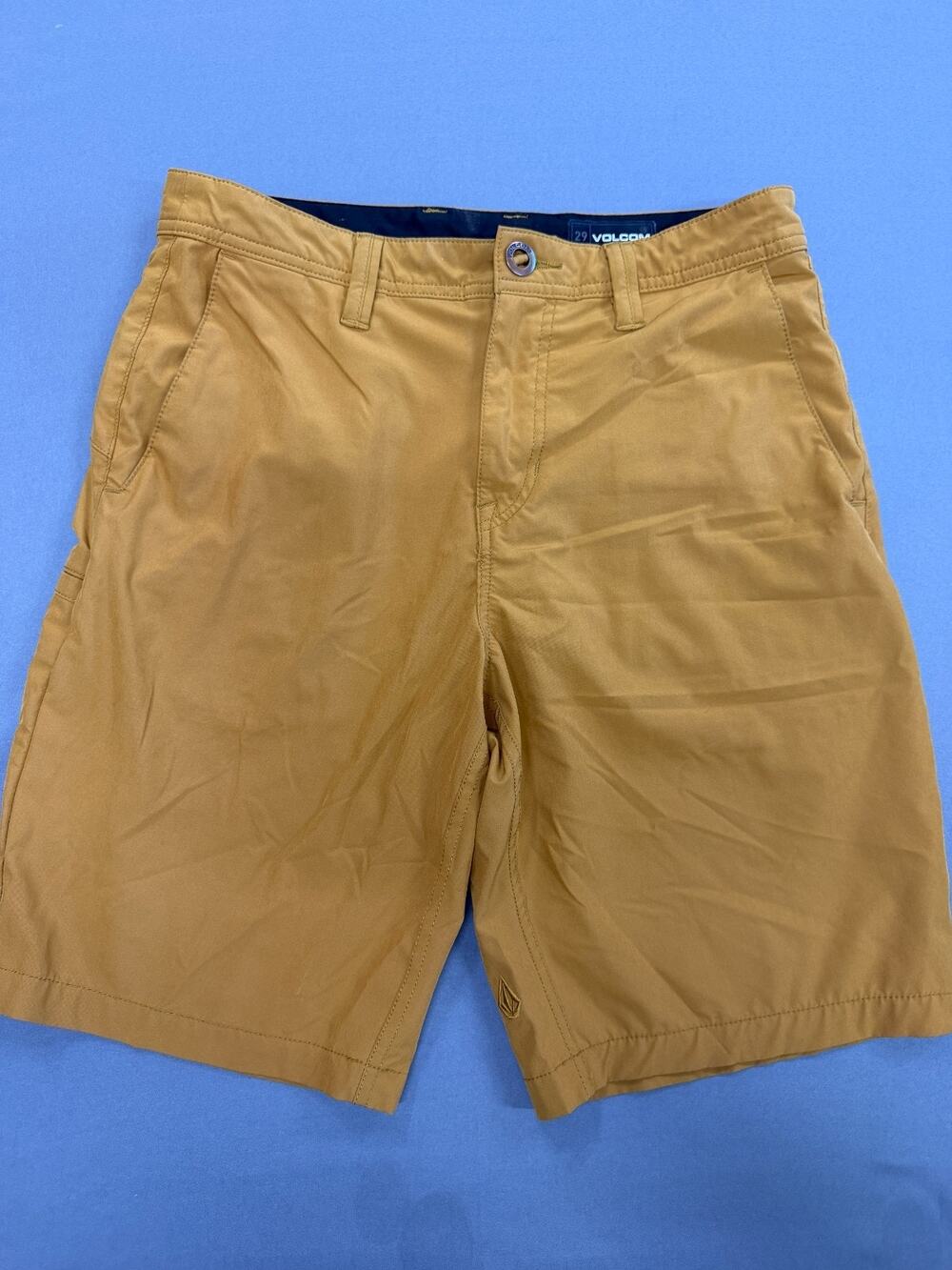 Volcom Mens Shorts Size 29 Tan Flat Front Stretch Casual Walk Shorts Chino
